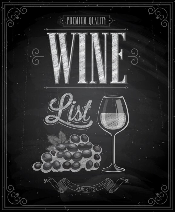 Papier peint  Verre à vin sur panneau noir