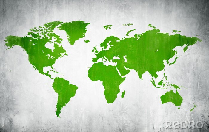 Papier peint  Vert Cartographie du monde dans un fond blanc