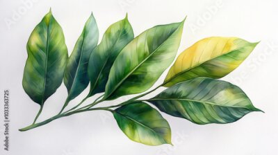 Papier peint  Vibrant Green Leaf of Strelitzia Plant on Isolated Background