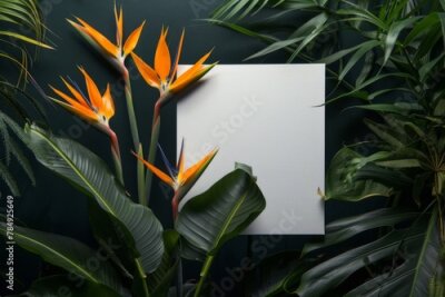 Papier peint  Vibrant Strelitzia Blooms with an Empty Canvas for Expression