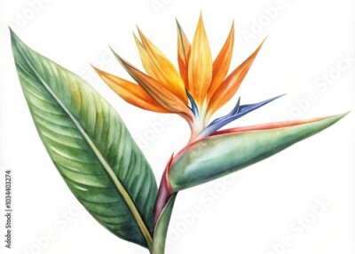 Papier peint  Vibrant Strelitzia Flower on White Background