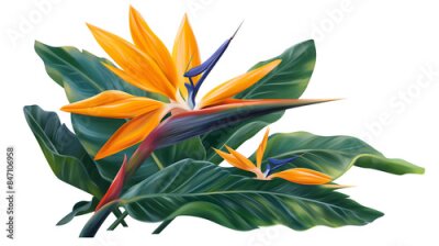 Papier peint  Vibrant Strelitzia Reginae Illustration on Isolated Background