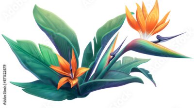 Papier peint  Vibrant Strelitzia Reginae Illustration on Isolated Background