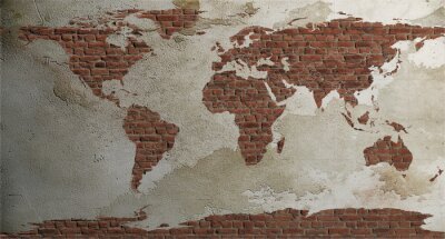 Papier peint  Vieille carte du monde de brique