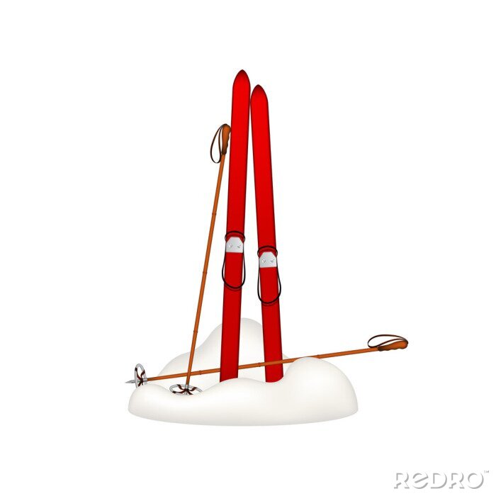 Papier peint  Vieux, bois, skis, vieux, ski, bâtons, debout, neige