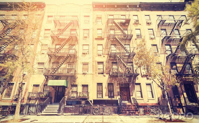 Papier peint  Vieux film photo de style rétro de la rue de New York, USA.