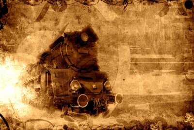 vieux train à vapeur sépia fond