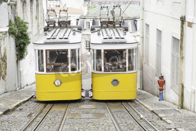 Papier peint  Vieux tramways à Lisbonne, détail d'une vieille transports de la ville, l'art antique, le tourisme dans la ville