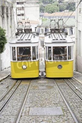 Papier peint  Vieux tramways à Lisbonne, détail d'une vieille transports de la ville, l'art antique, le tourisme dans la ville