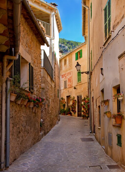 Papier peint  Village en pierre paysage de montagne