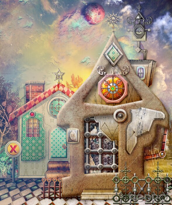 Papier peint  Village féerique