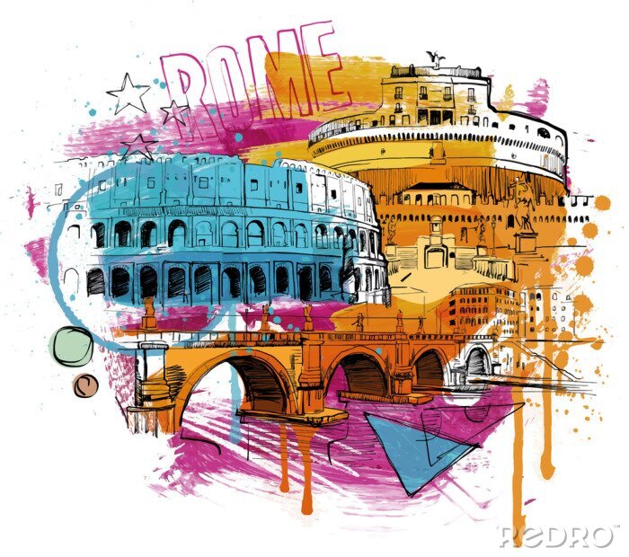 Papier peint  Ville colorée de Rome