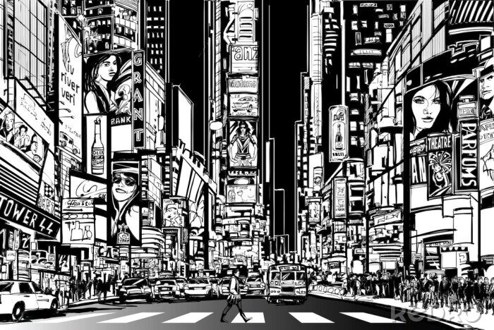 Papier peint  Ville de New York pendant la nuit