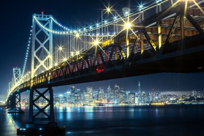 Papier peint  Ville de San Francisco au crépuscule avec un pont illuminé