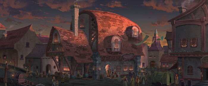 Papier peint  Ville médiévale de fantaisie