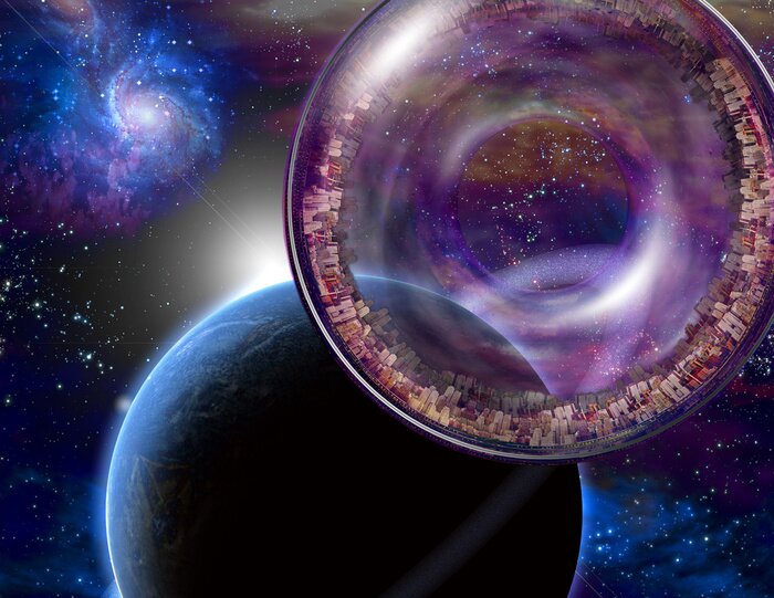 Papier peint  Ville sur fond d'espace