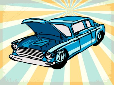 Papier peint  vintage background avec voitures anciennes