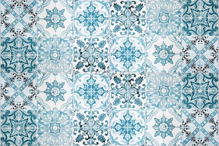 Papier peint  Vintage ceramic tiles wall decoration.Turkish ceramic tiles wall background