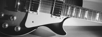 vintage electric guitar closeup with copy space