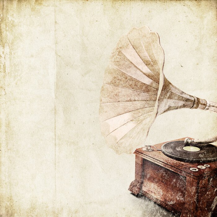 Papier peint  Vintage phonographe sur fond clair