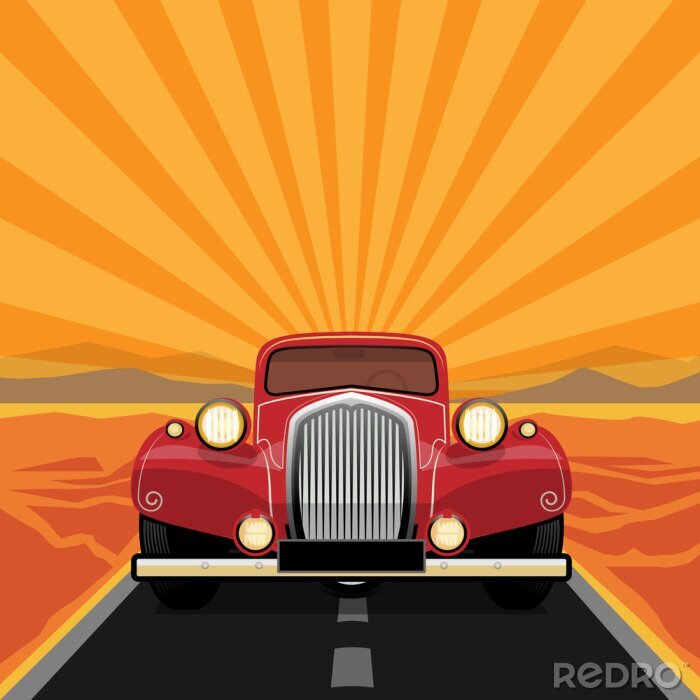 Papier peint  Vintage, rétro voiture, illustration vectorielle