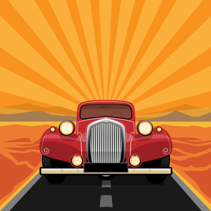 Papier peint  Vintage, rétro voiture, illustration vectorielle