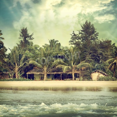 Papier peint  Vintage vue sur la mer sur la plage