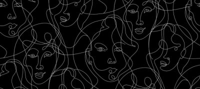 Papier peint  Visages abstraits féminins sur fond noir