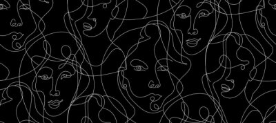 Papier peint  Visages abstraits féminins sur fond noir