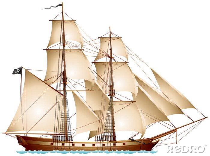 Papier peint  Voilier et bateau de pirates image graphique