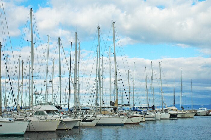Papier peint  Voiliers amarrée dans le port