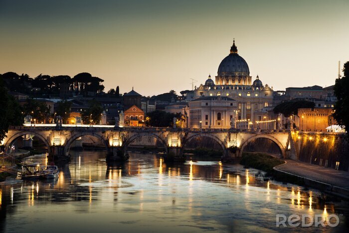 Papier peint  voir le Tibre et la basilique Saint-Pierre au Vatican