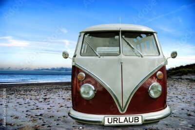 Papier peint  Voiture ancienne sur une plage