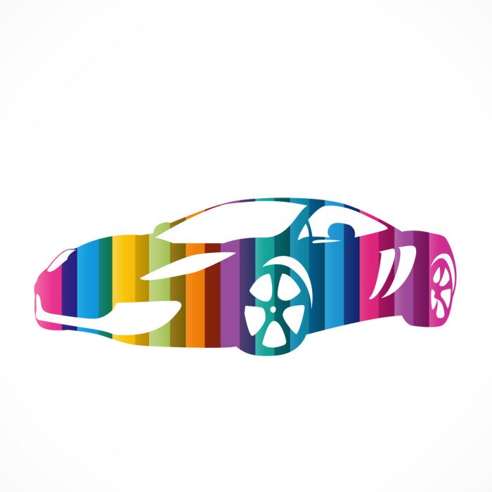 Papier peint  Voiture aux couleurs de l'arc-en-ciel