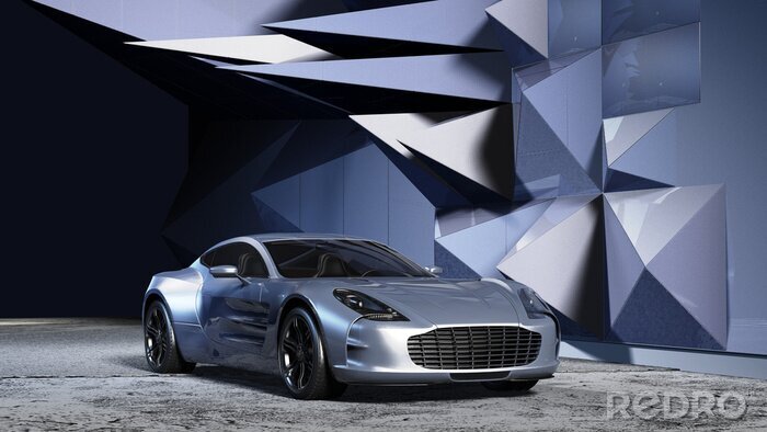 Papier peint  voiture de sport dans un contexte futuriste