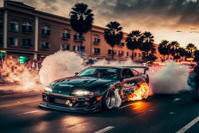 Papier peint  Voiture de sport dans une rue de la ville