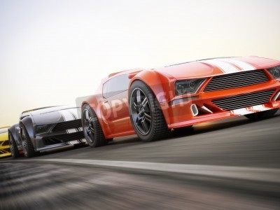 Papier peint  Voitures de sport lors d'une course