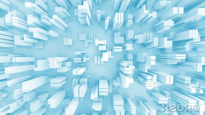 Papier peint  Vue aérienne de blocs 3D bleus