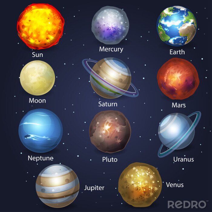 Papier peint  Vue d'ensemble des planètes du système solaire
