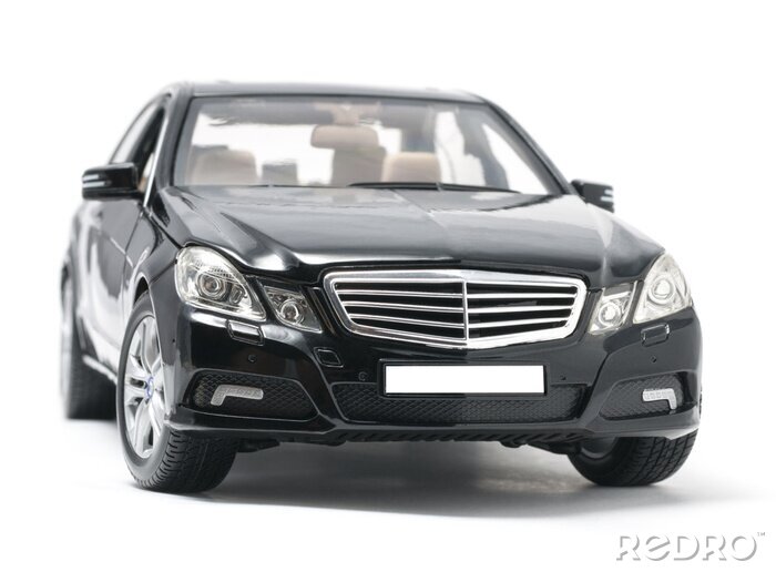 Papier peint  Vue de face de la voiture de luxe noir isolé sur fond blanc