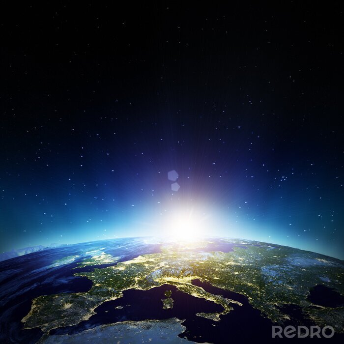 Papier peint  Vue de l'Europe depuis l'espace