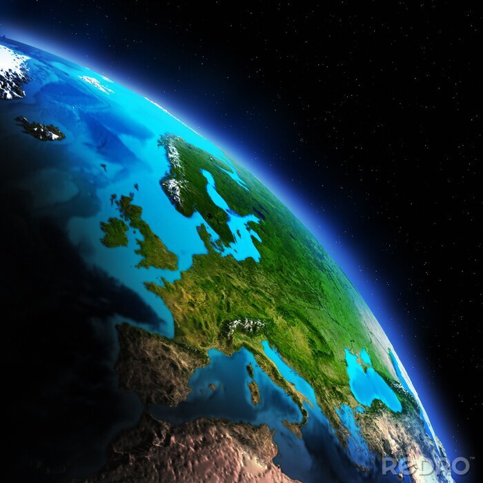 Papier peint  Vue de l'Europe depuis l'espace