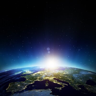 Papier peint  Vue de l'Europe depuis l'espace