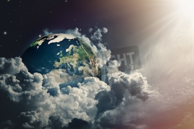 Papier peint  Vue de la Terre Résumé dans le ciel nuageux.