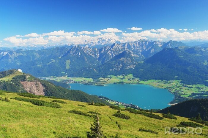 Papier peint  Vue depuis les montagnes vertes