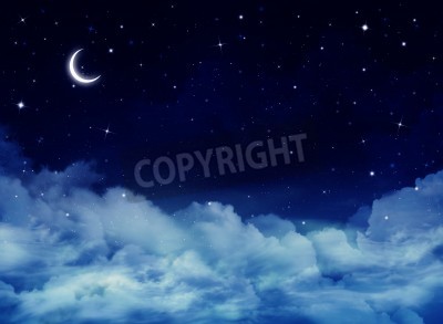 Papier peint  Vue nocturne des étoiles et de la lune