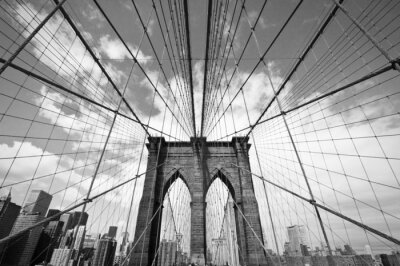 Papier peint  Vue noir et blanc sur un pont à New York