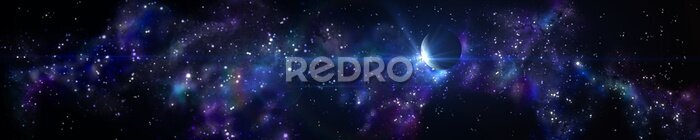 Papier peint  Vue panoramique avec une planète dans l'espace