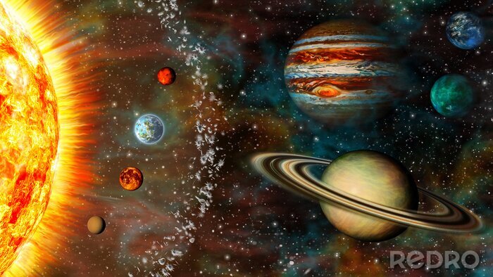 Papier peint  Vue panoramique du système solaire