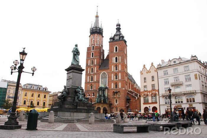 Papier peint  Vue panoramique sur la place du Marché à Cracovie